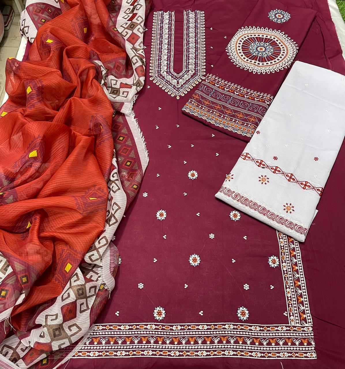 Premium Lawn - 3 Piece Unstitched Emb. Suit
