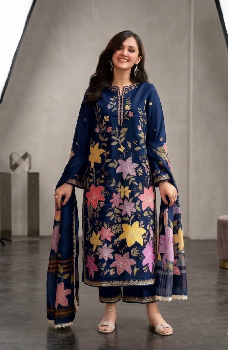 Premium Lawn - 3 Piece Unstitched Emb. Suit - D4