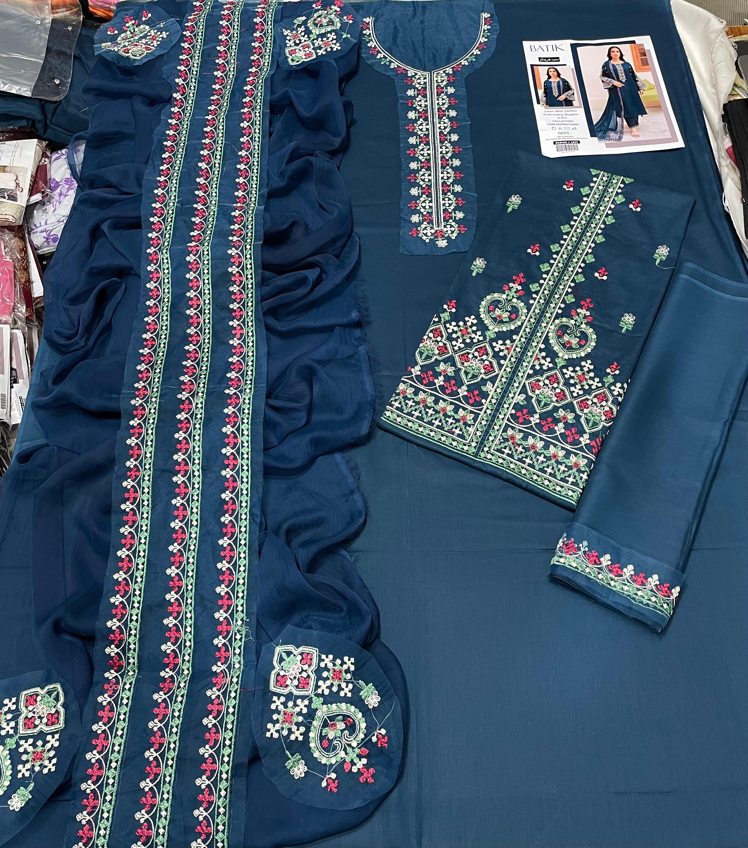 Premium Lawn - 3 Piece Unstitched Emb. Suit