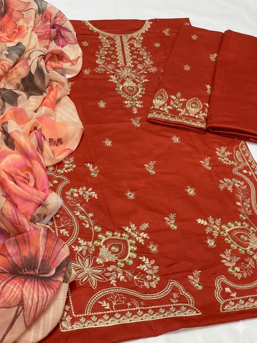 Premium Lawn - 3 Piece Unstitched Emb. Suit