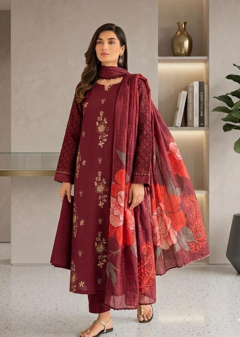 Premium Lawn - 3 Piece Unstitched Emb. Suit