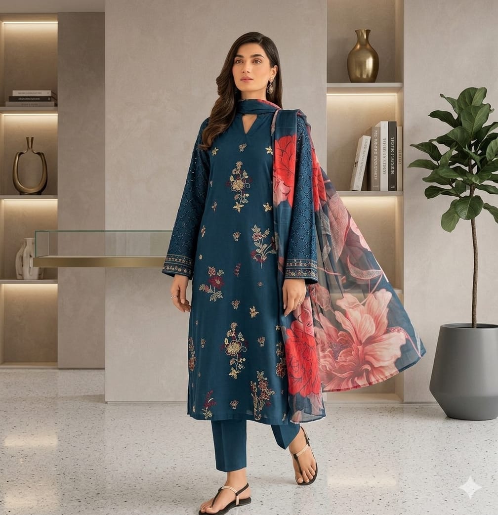 Premium Lawn - 3 Piece Unstitched Emb. Suit