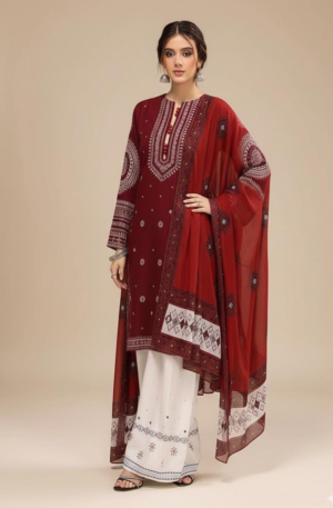 D-1816 Fine Quality Lawn 3 Pcs Unstitched