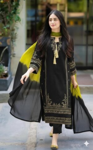 D-1823 Fine Quality Lawn 3 Pc Unstitched