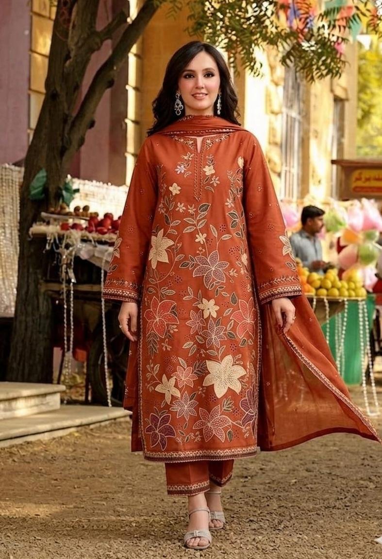 D-1848 Fine Quality Lawn 3 Pc Unstitched - Image 12