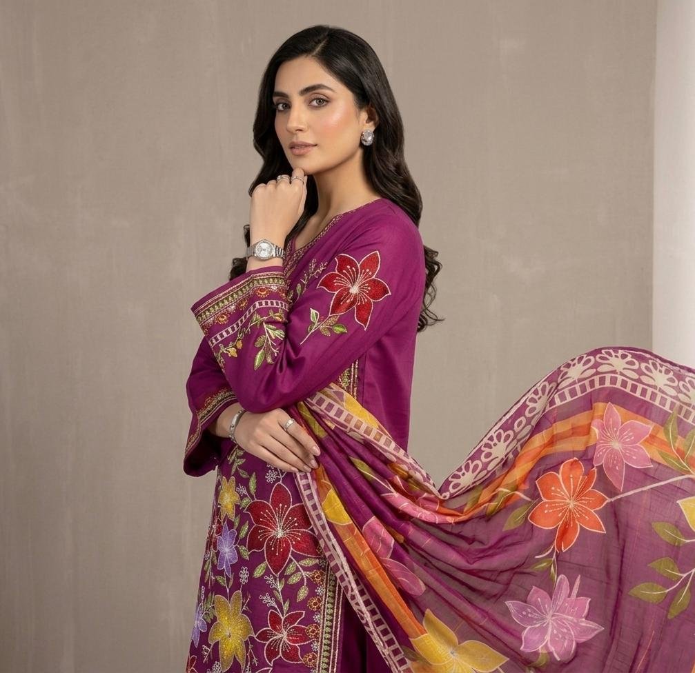 D-1848 Fine Quality Lawn 3 Pc Unstitched - Image 14