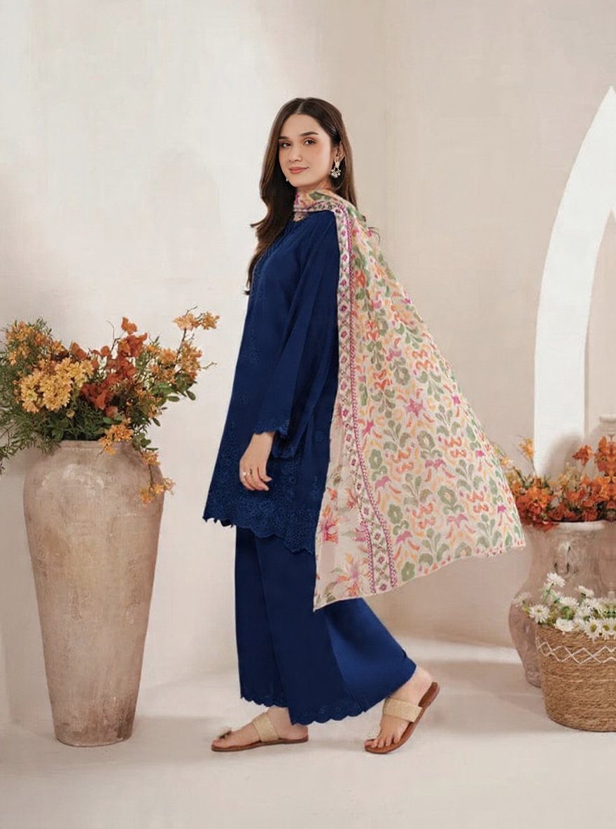 D-1842 Fine Quality Chickenkari Lawn 3 Pc Unstitched - Image 14