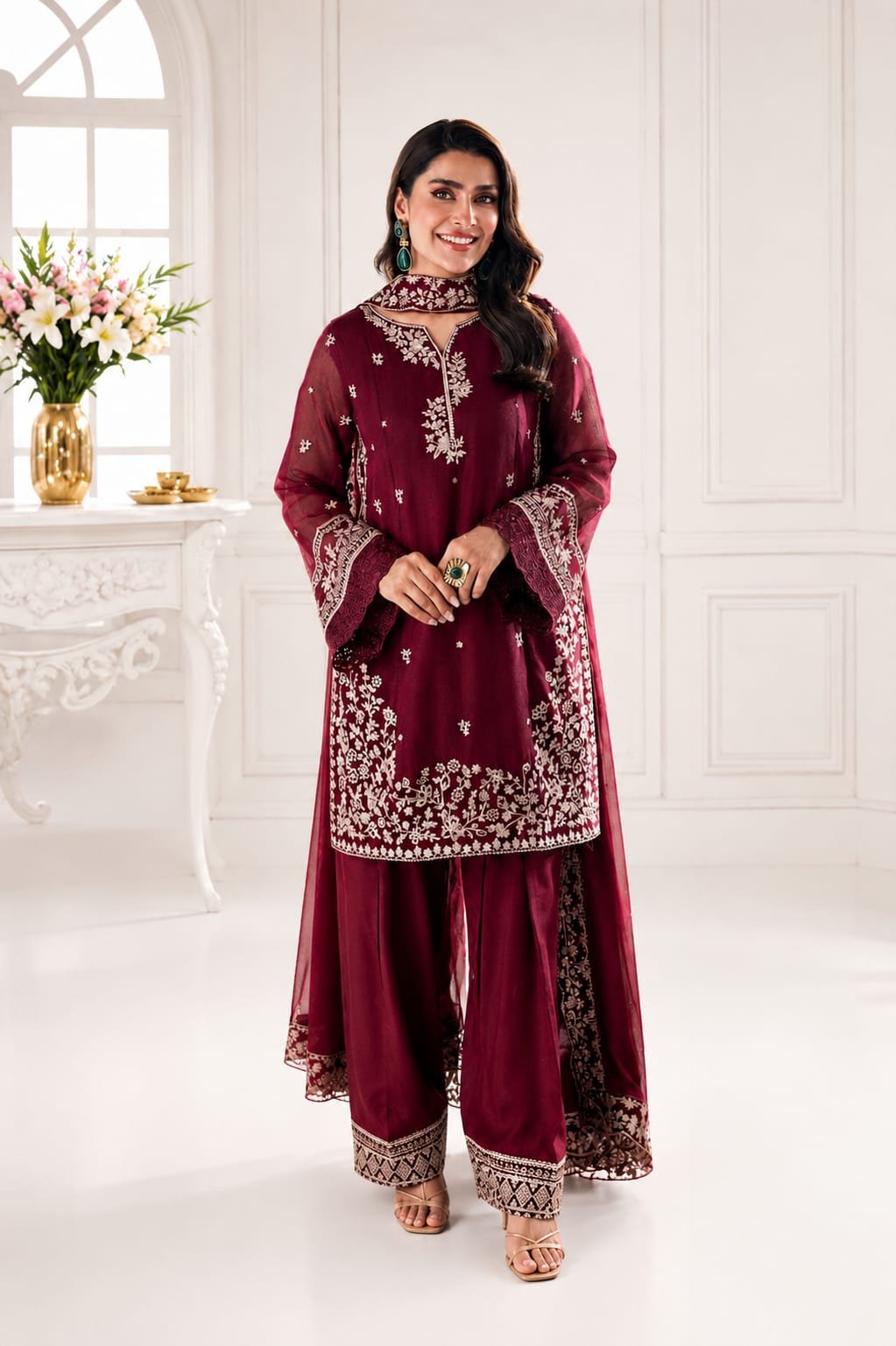 D-6062 Fine Quality Lawn 3 Pc Unstitched - Image 4