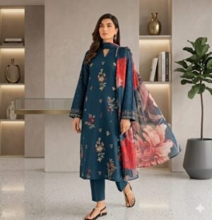 D-1821 Fine Quality Lawn 3 Pc Unstitched